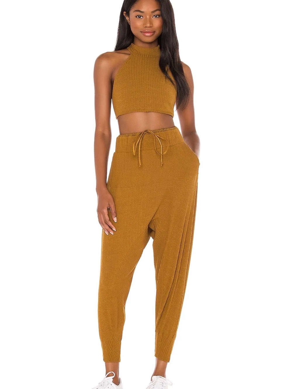 Free People Fp Movement  High-Rise Mustard Knit Jogger Pants